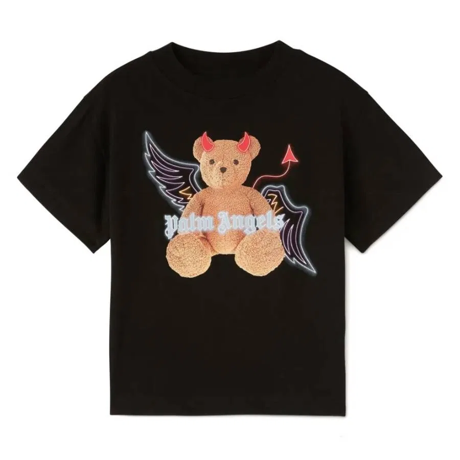 Футболка с принтом Kids Logo Bear Devil Palm Angels, Black Brown