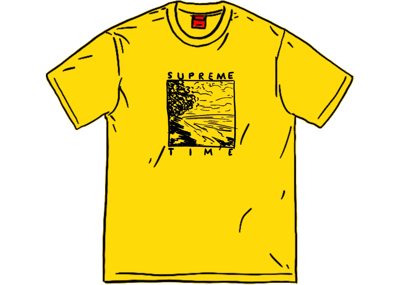 Мужская футболка с принтом Supreme Time Tee, Yellow