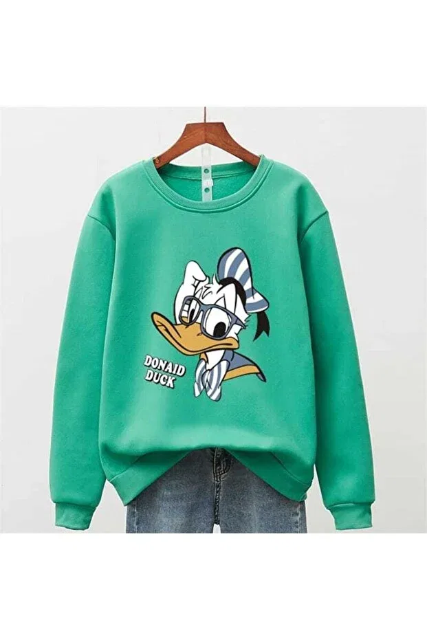 Детские свитшот для девочек с принтом donaıd duck Novibe, Green