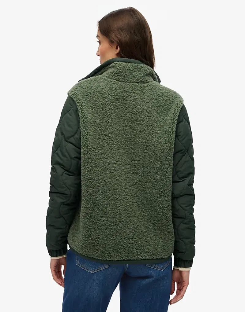 Гибридная куртка Superdry Sherpa из флиса лавра хаки — фото 2