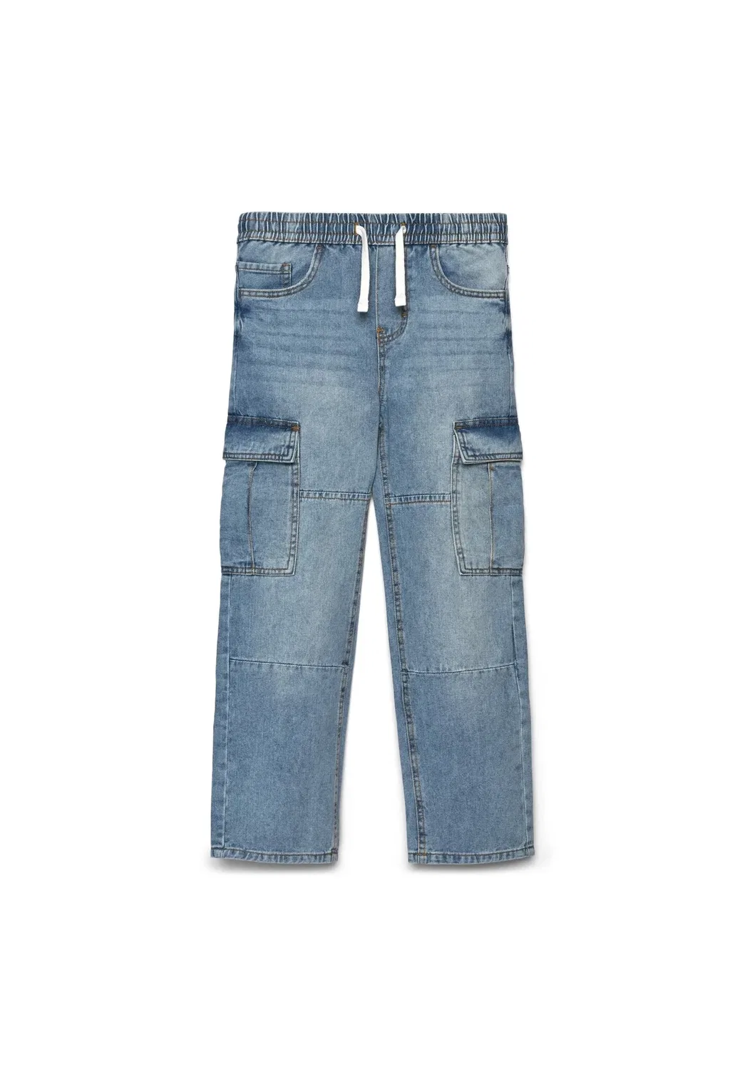Джинсы карго широкие с кулиской - брюки карго Terranova, Var Blu Denim Chiaro