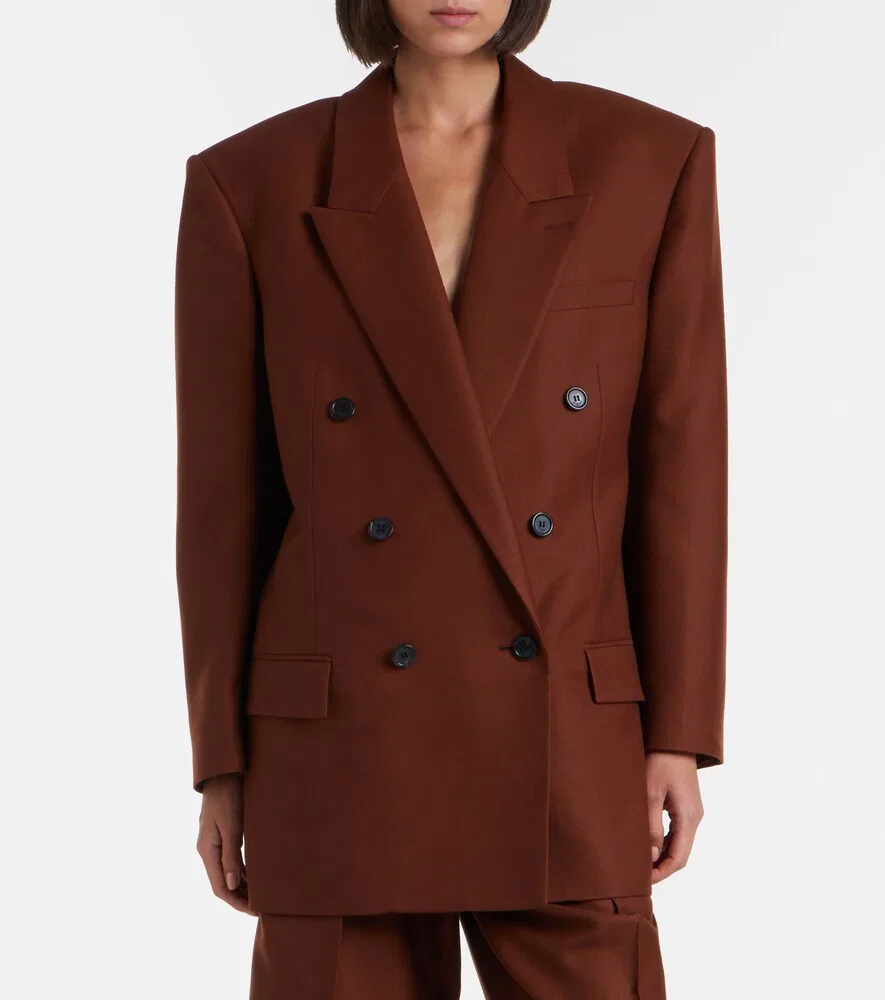Двубортный кашемировый блейзер Saint Laurent, коричневый — фото 2