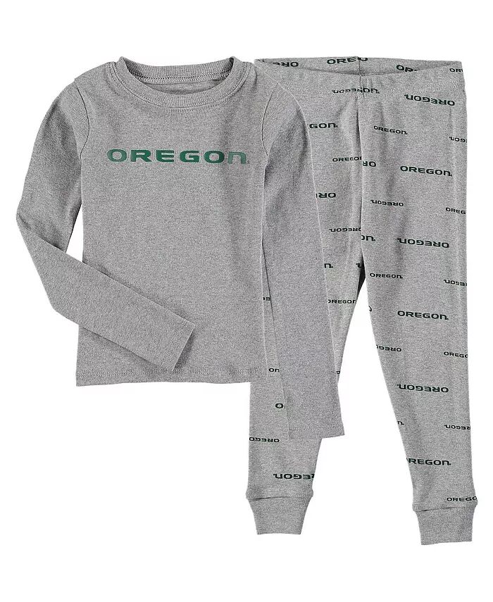 

Футболка с длинным рукавом и штаны Big Boys Heathered Gray Oregon Ducks Sleep Set Outerstuff