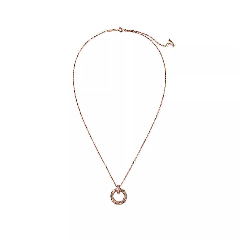 Кулон с цепочкой Tiffany & Co. TI Narrow Circle Pave, розовое золото с бриллиантами — фото 3