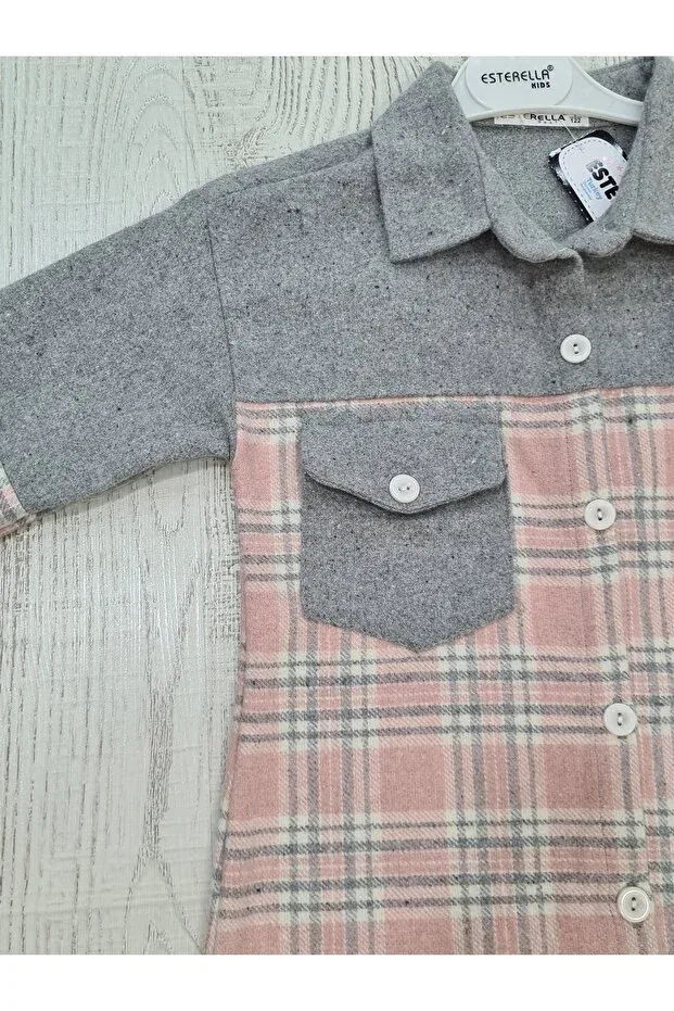 Детская рубашка с принтом Plaid Lumberjack Unisex Shirt Esterella, Pink