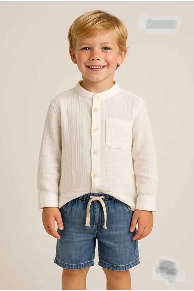 Детская рубашка для мальчиков с длинным рукавом Nanica Kids, Ecru