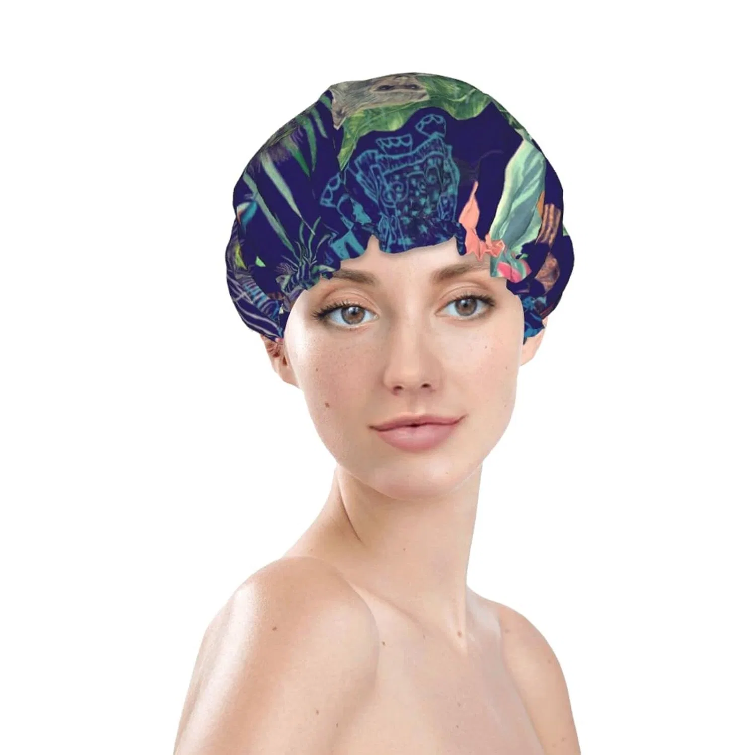 Шапочка для душа Double Layer Waterproof Debou, Monkey Peacock Print, 27.7 cm — фото 3