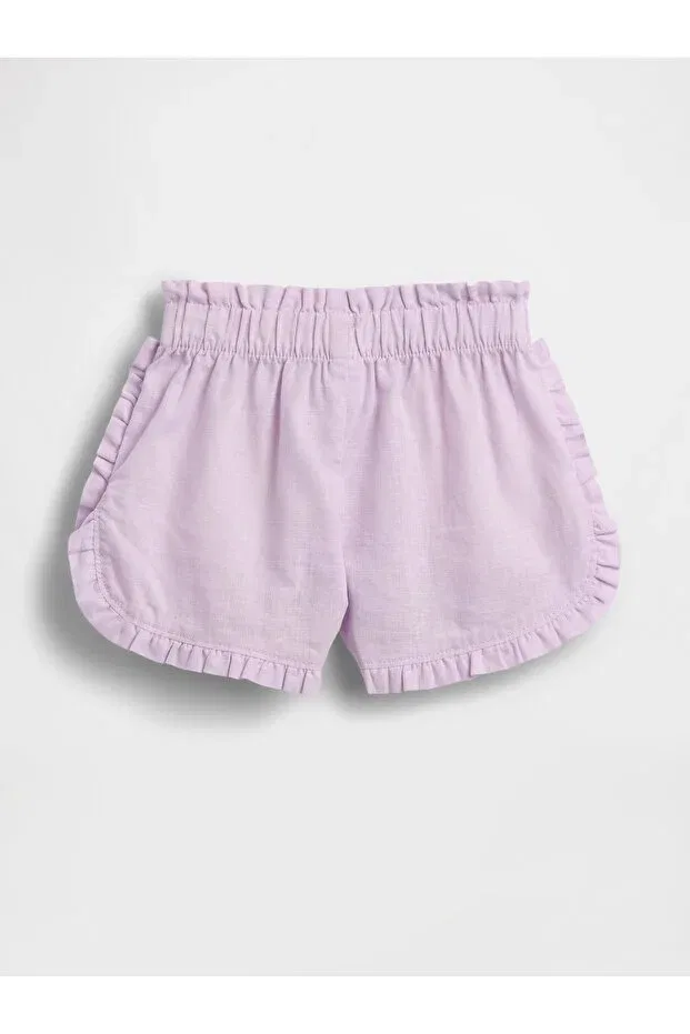 Детские шорты для девочек льняные с рюшами Gap, Lila-000 — фото 2