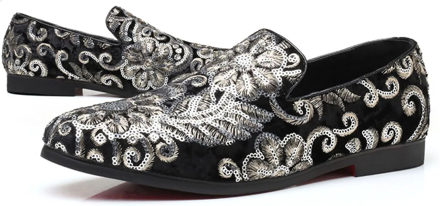 

Мужские лоферы Venshine, слипоны с блестками для свадеб, вечеринок и выпускных, черный