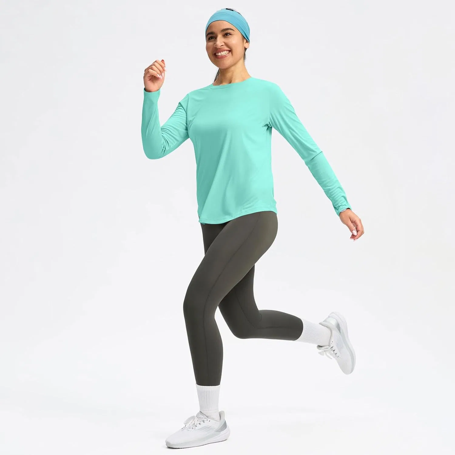 Женская рашгард с защитой UPF50+ Crew Neck Rseomihvy, Mint Green — фото 2