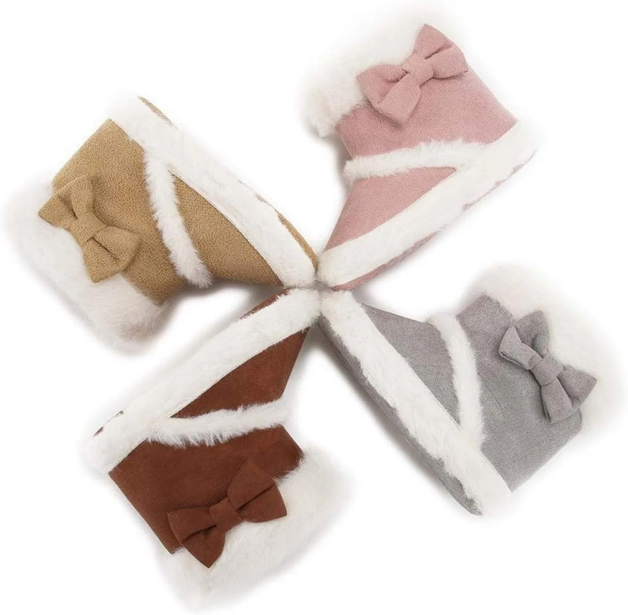 Детские ботинки для девочек с бантом и нескользящей подошвой Bestgift, Khaki — фото 3
