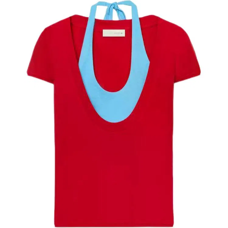 Женская футболка с коротким рукавом, Red, ZARA