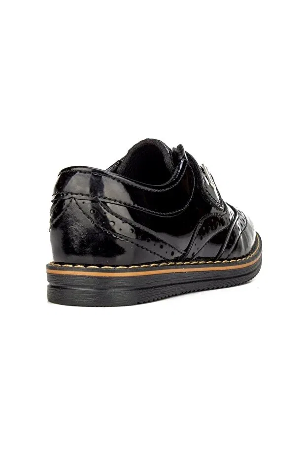 Детские туфли для мальчиков с коротким каблуком Nstil, Black Patent Leather Laced — фото 3