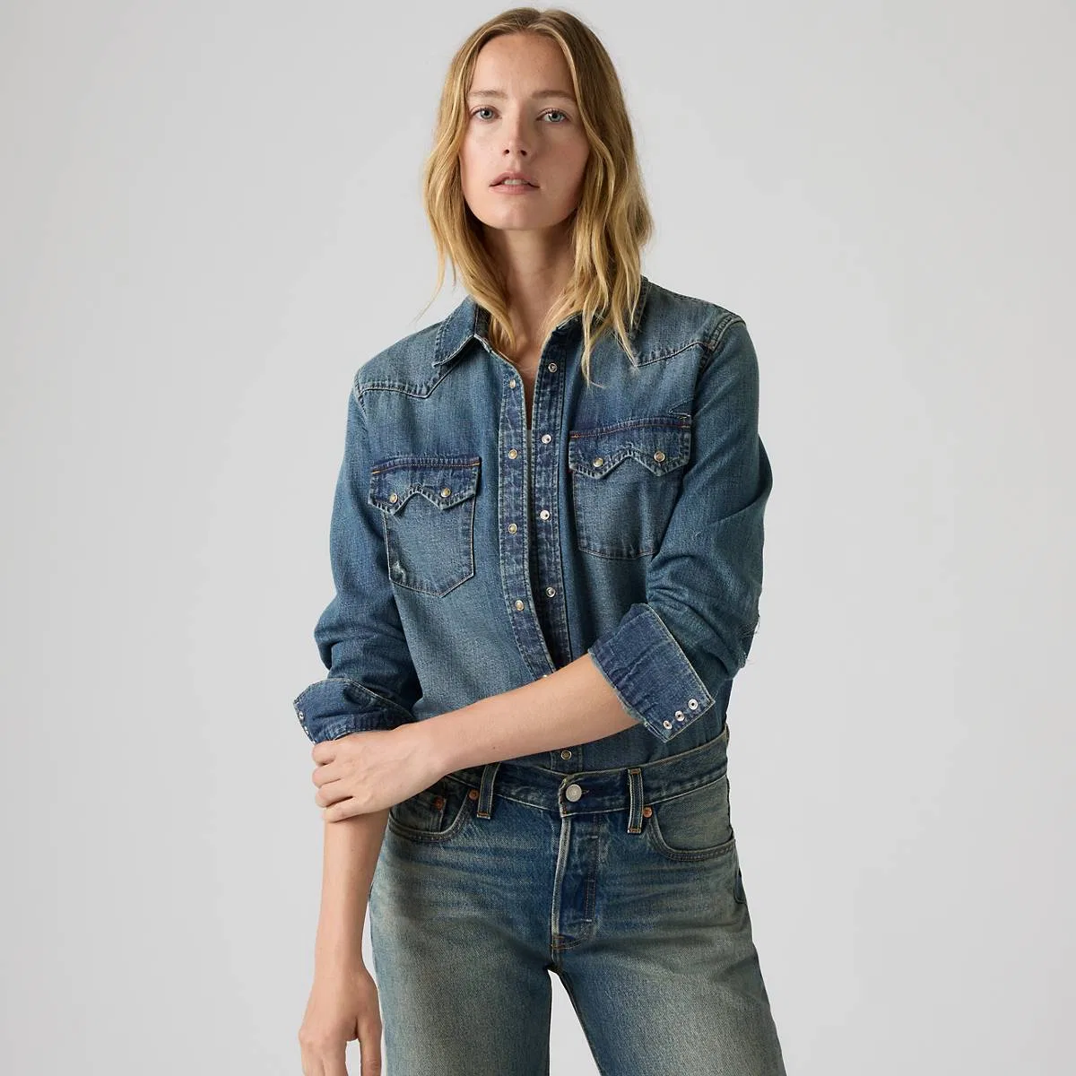 Рубашка в западном стиле с зубчатым узором Levi's, Craft Of Love Western - Blue