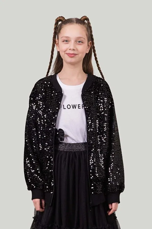 Детский кардиган-бомбер с пайетками Ww Waka Waka Kids Store, Black