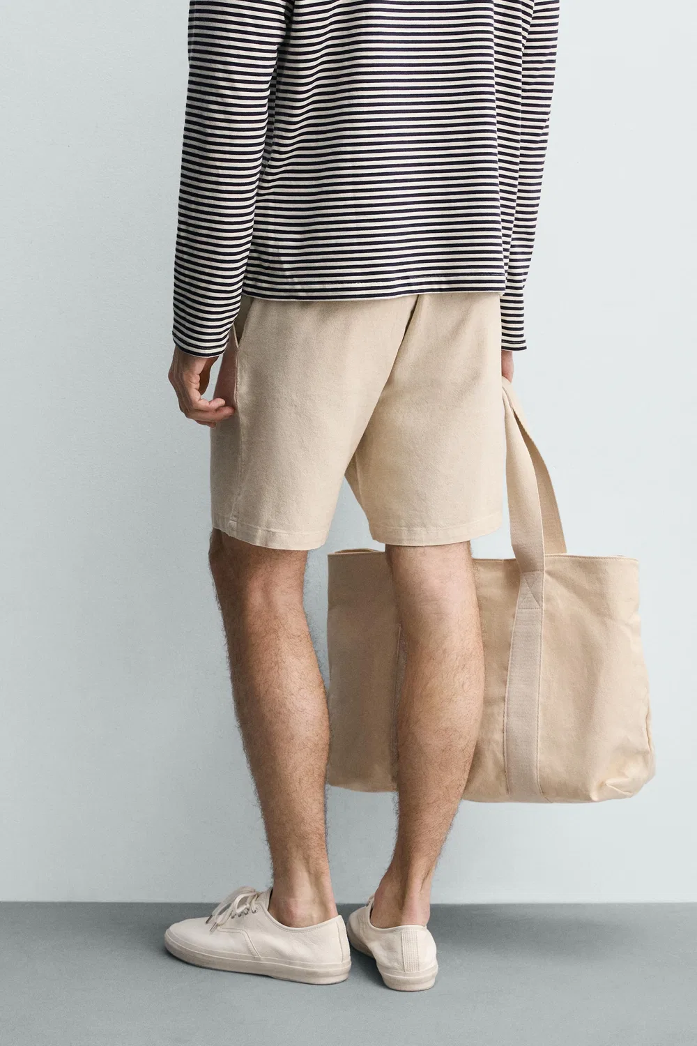 Текстурированные бермудские шорты стандартного кроя ZARA, Light Beige — фото 3