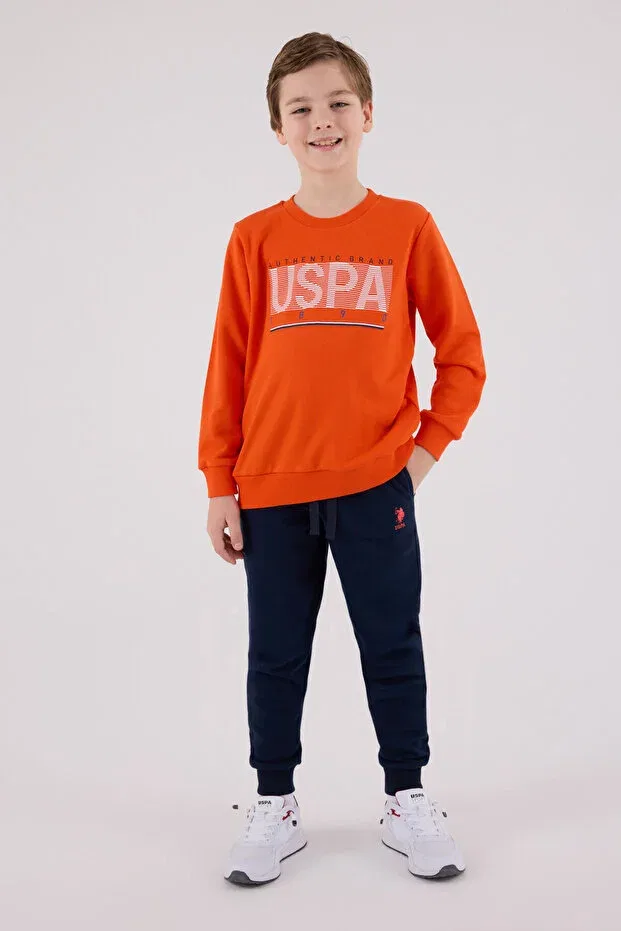 Детский комплект спортивного костюма для мальчиков Licensed U.S. Polo Assn., Orange — фото 2