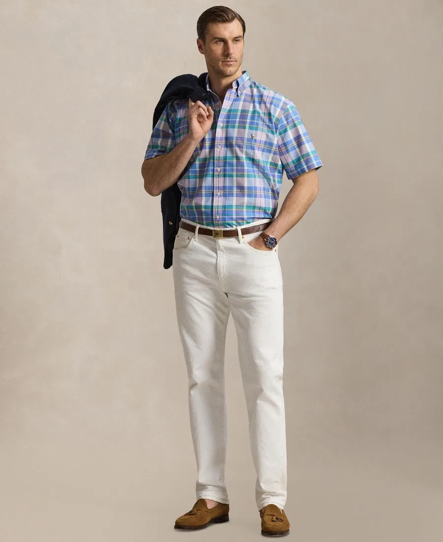 Мужская рубашка-оксфорд с коротким рукавом, клетчатая, Big & Tall Polo Ralph Lauren, Blue Multi — фото 2