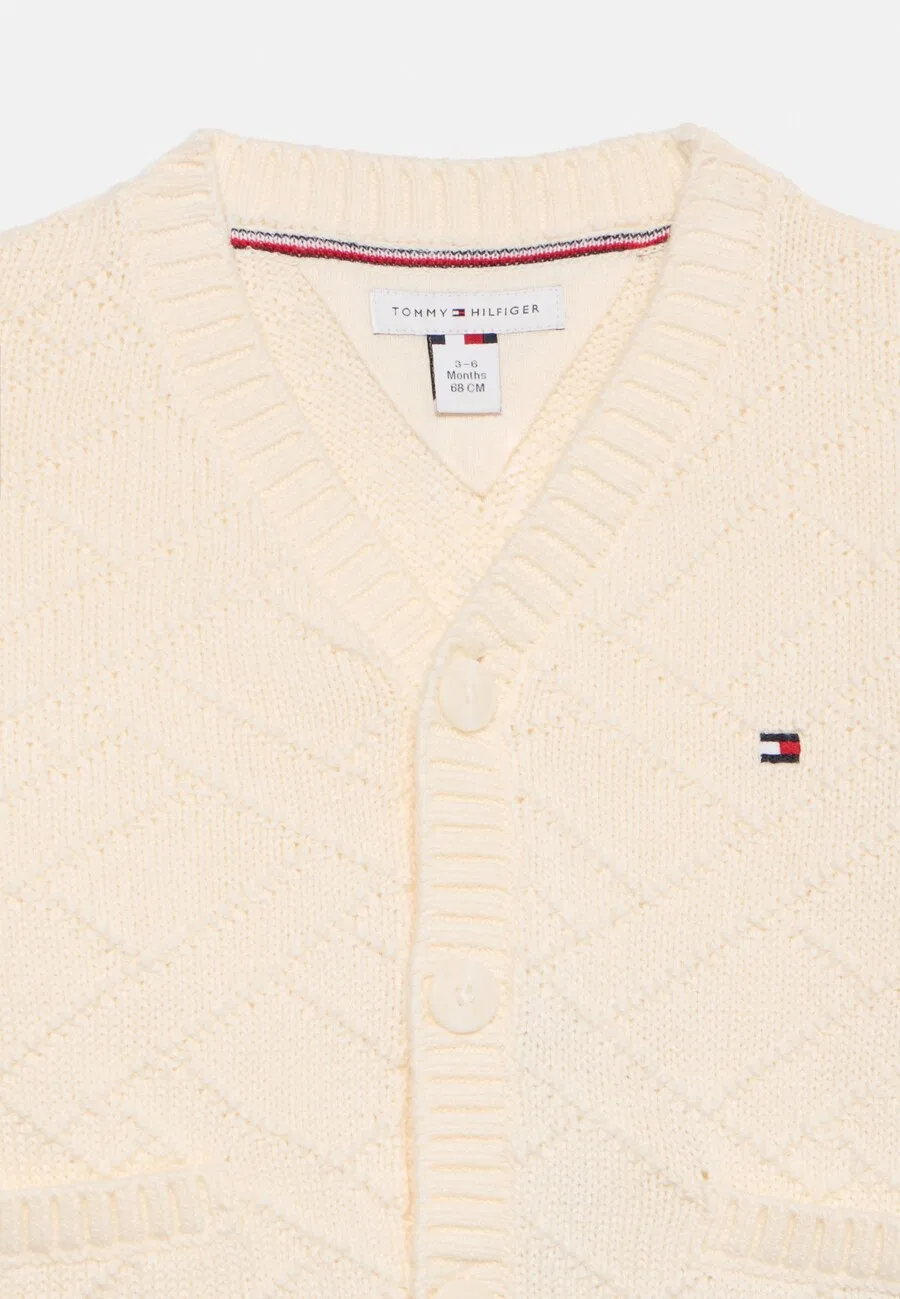 Вязаный кардиган TOMMY HILFIGER кремового цвета — фото 3