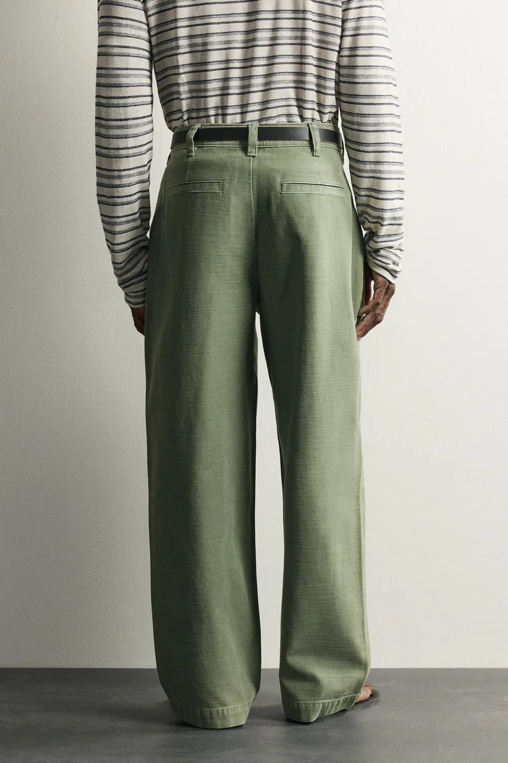 Плиссированные брюки-чинос свободного кроя ZARA, Mid-green — фото 3