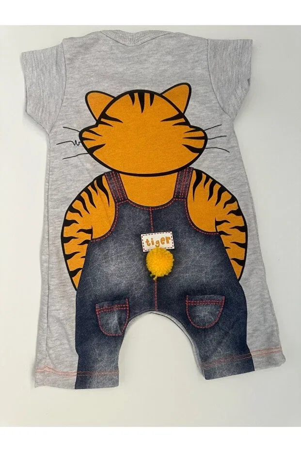 Детский комбинезон для девочек с принтом Animal Figured Baby Rompers Minibird Baby, Gray — фото 2