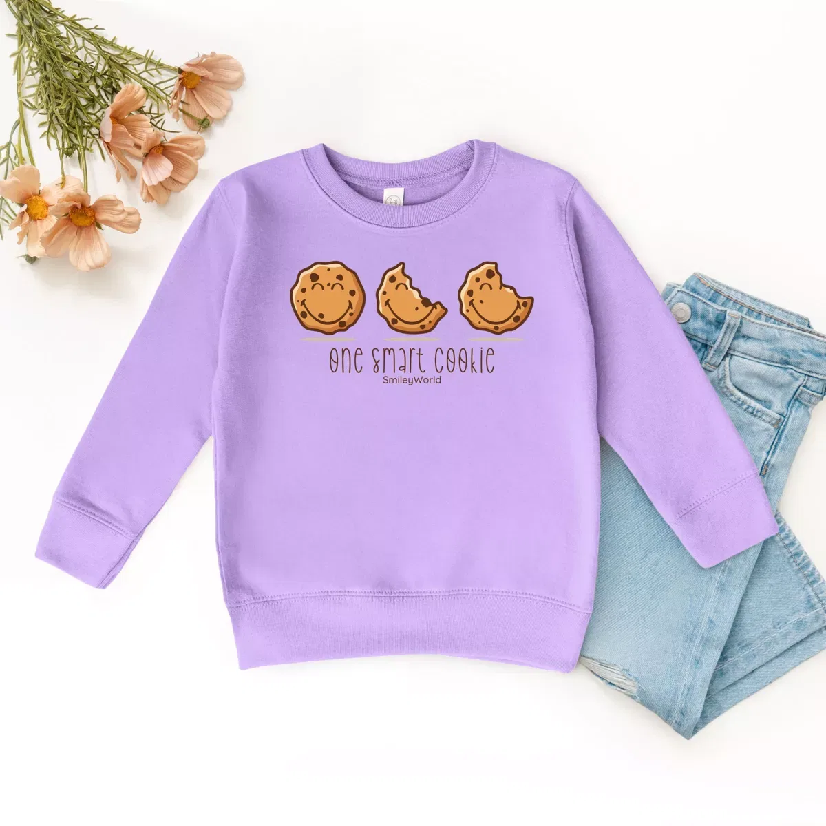 Детский свитшот с принтом One Smart Cookie The Juniper Shop, Lavender — фото 2