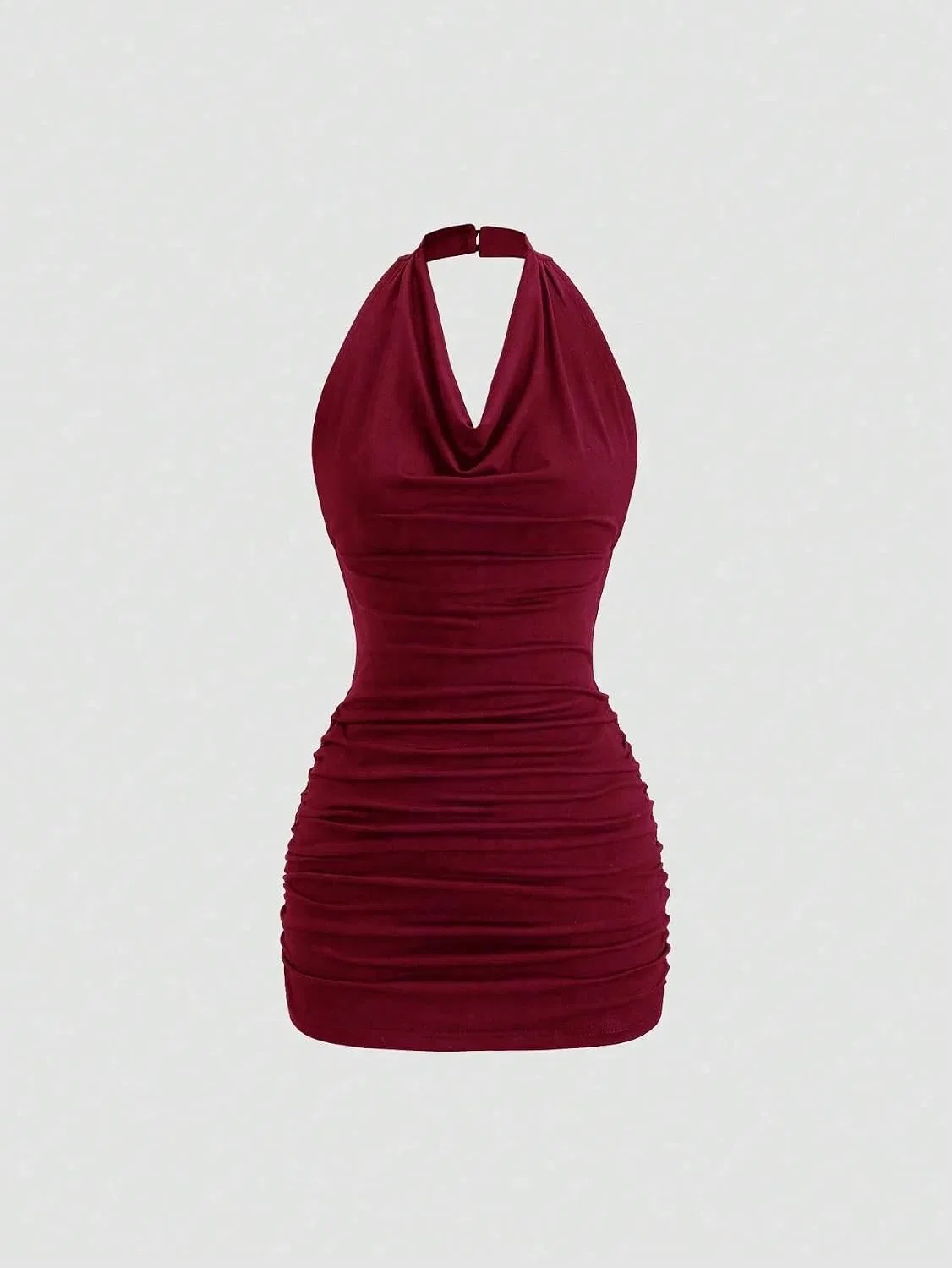 Женское облегающее мини-платье с запахом Bodycon Cocktail, Burgundy — фото 4