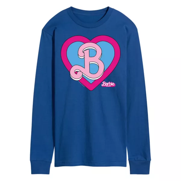 

Мужская футболка с длинным рукавом Barbie Theatrical Heart Crest Licensed Character, синий