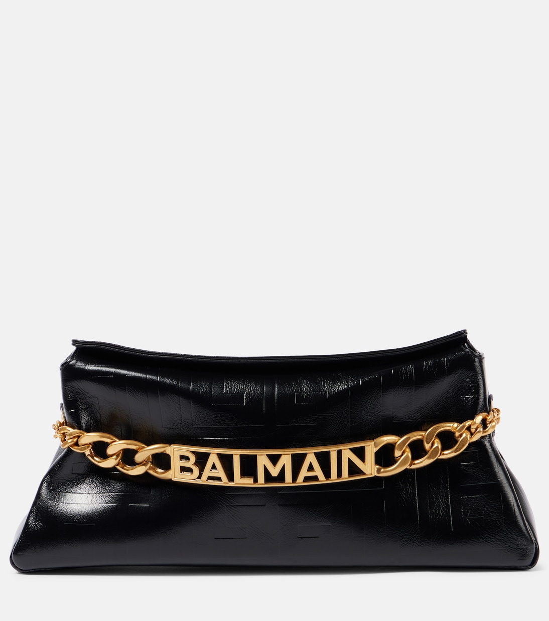 

1945 PB клатч из тиснёной кожи Balmain, нуар