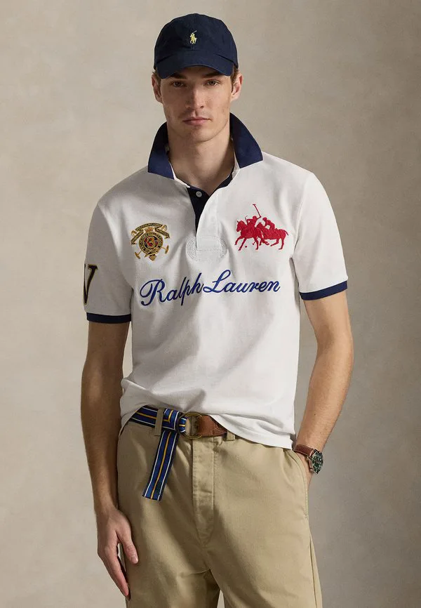 Классическая поло-рубашка с сетчатым рисунком и гербом. Polo Ralph Lauren, White