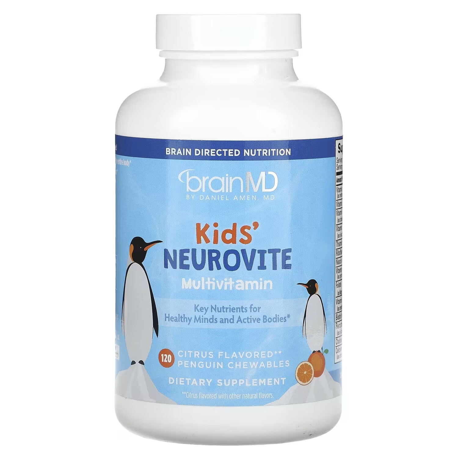 

Добавка Penguin BrainMD Kids' Neurovite Multivitamin Citrus, 120 жевательных таблеток