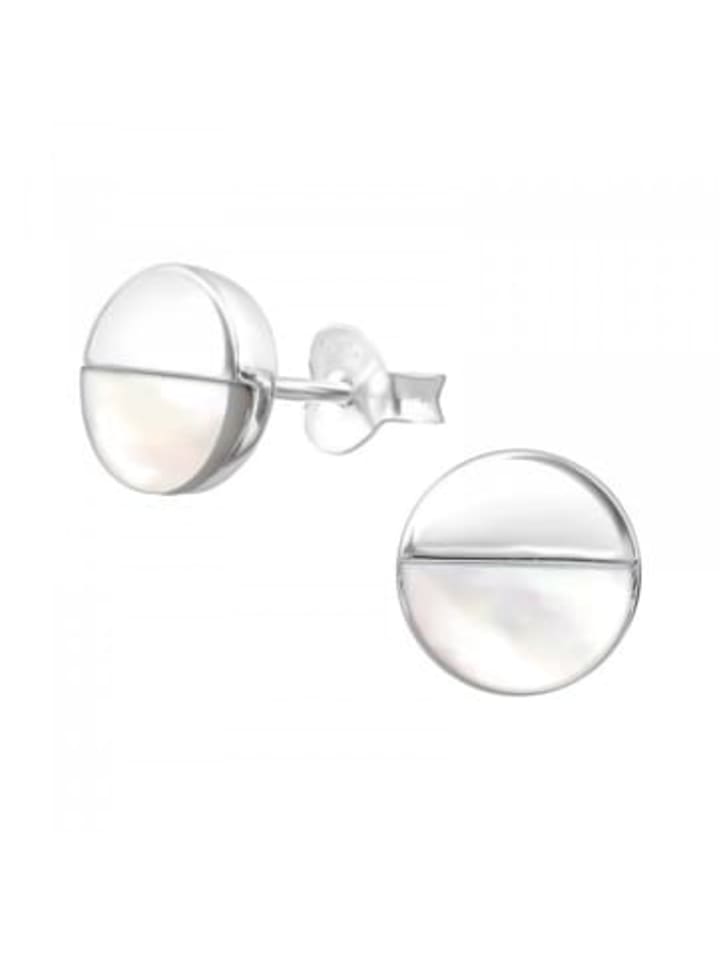 

Alexander York Серьги-гвоздики из перламутра с серебряными накладками из серебра 925 пробы, комплект из 2 штук