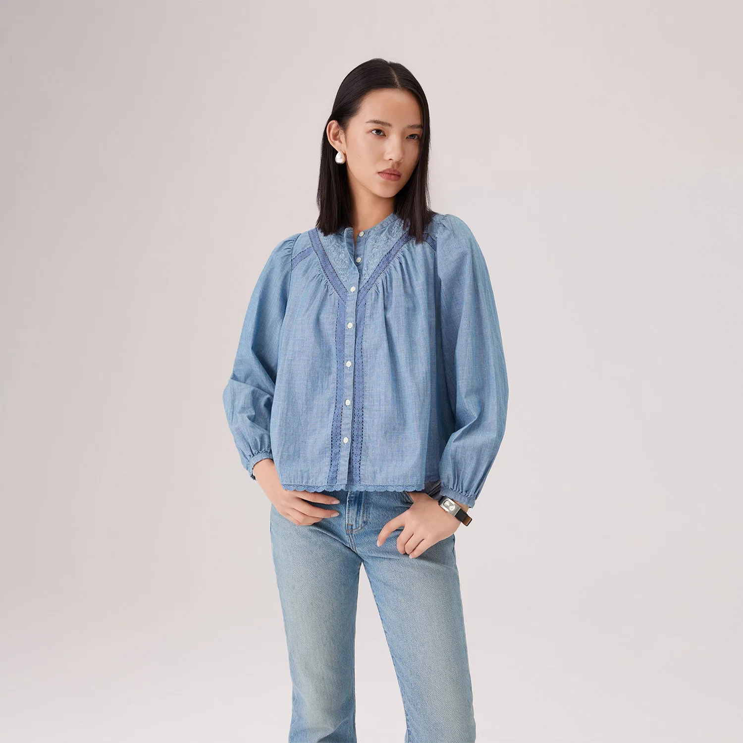 Рубашка женская Blue, круглый вырез Levis — фото 4