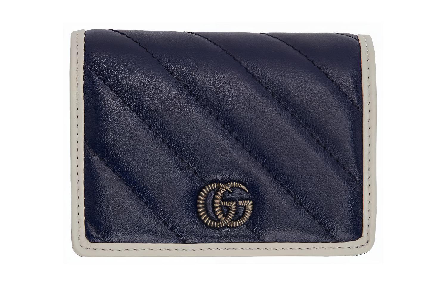 

GUCCI Кожаный картхолдер GG Marmont для женщин сине-белый