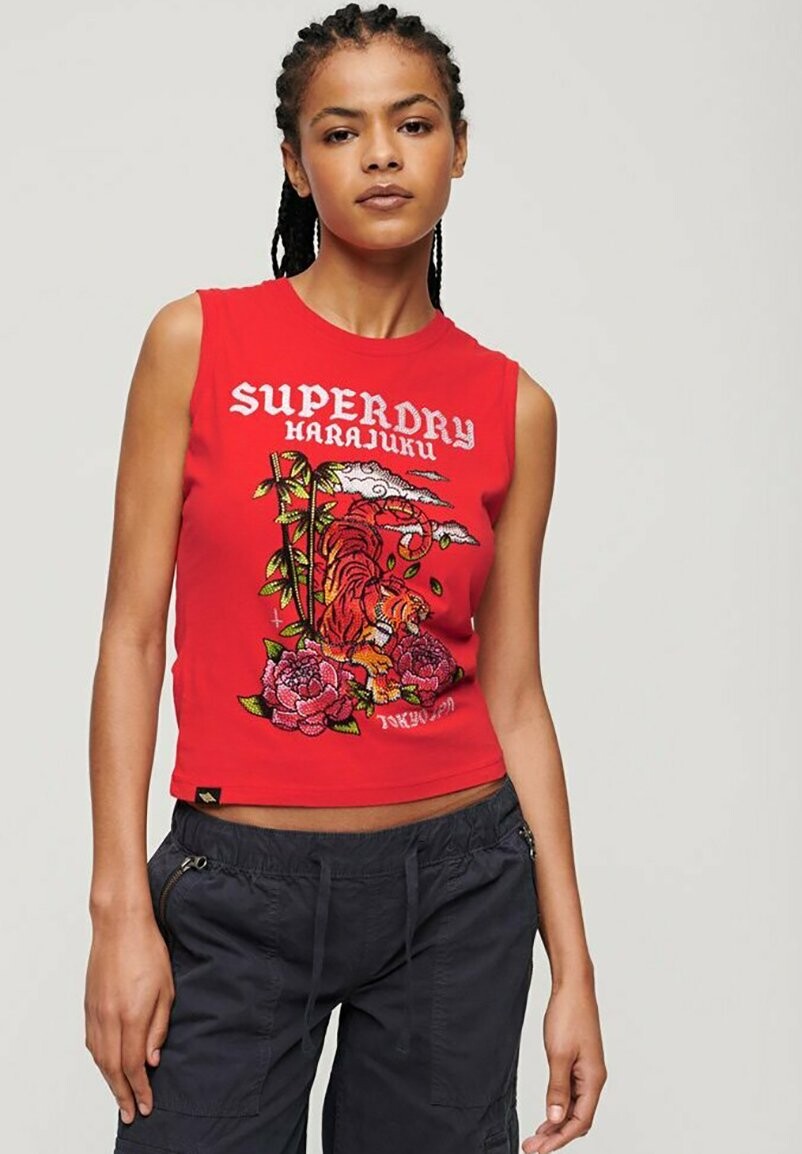 

Топ TATTOO RHINESTONE Superdry, красный
