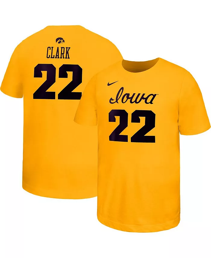 

Футболка Big Boys and Girls Caitlin Clark Gold Iowa Hawkeyes Retired Player Name Number Core Nike