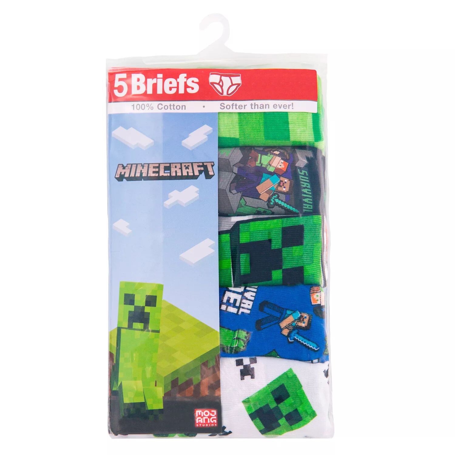 

Набор из 5 трусов Minecraft Licensed Character, зеленый/синий/черный