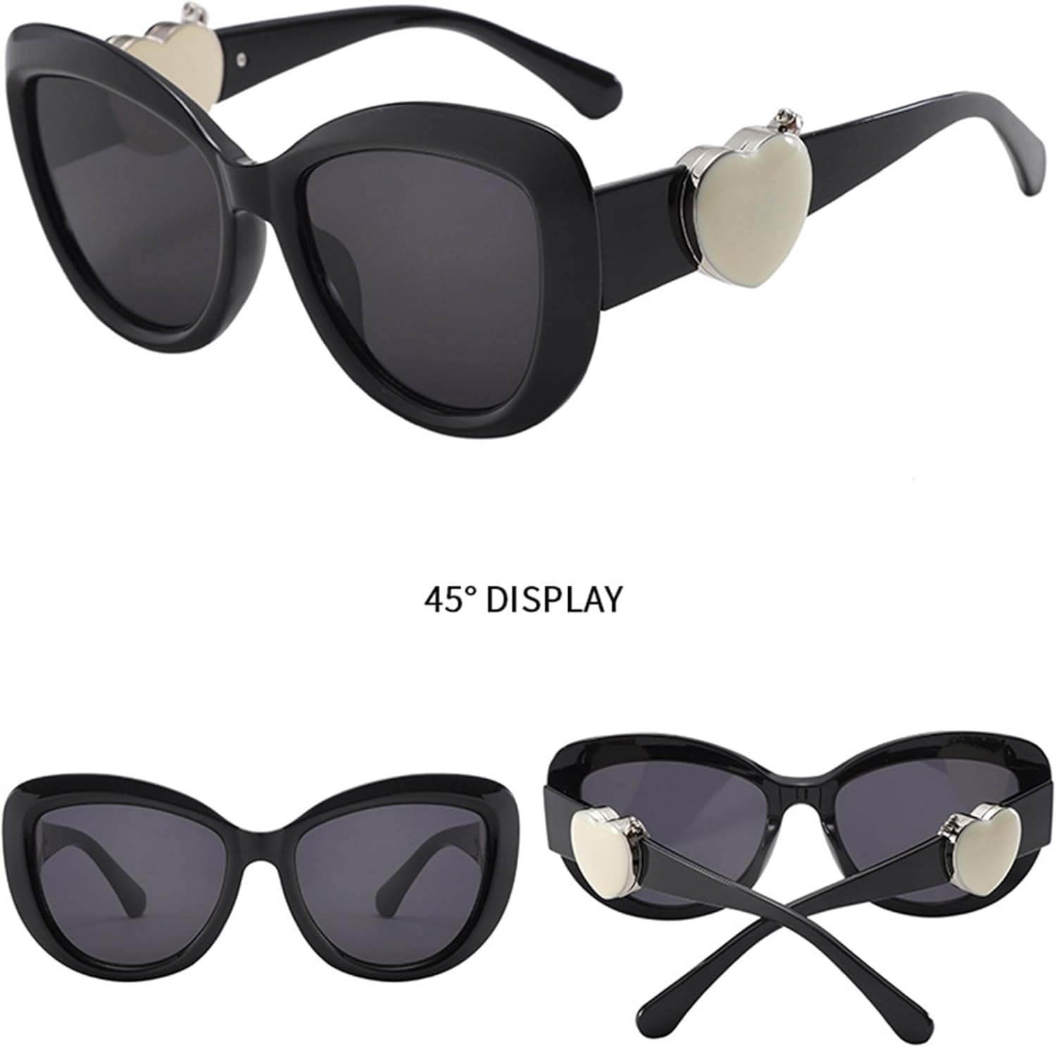 

Очки-«кошачий глаз» большого размера для женщин. Модные квадратные очки-«кошачий глаз» с зеркальными дужками в форме сердца и защитой от УФ-излучения UV400 bullabulling, C2