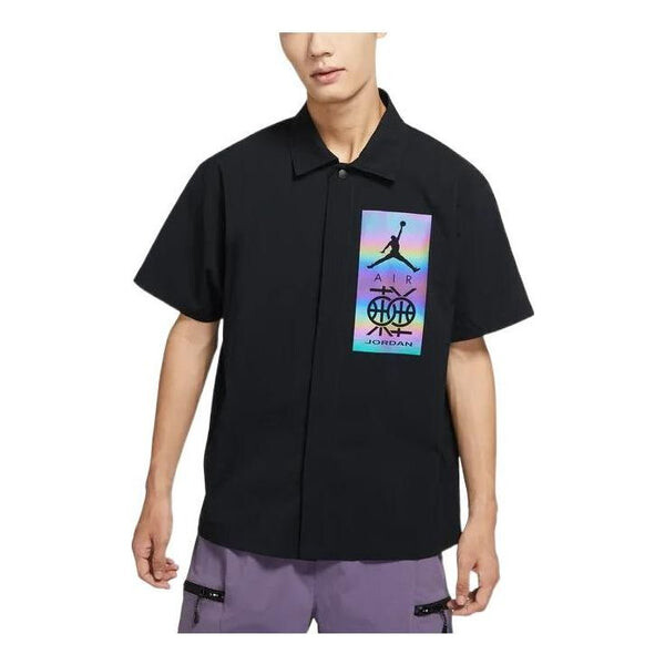 

Футболка Men's Air Jordan Dongdan Laser Pattern Pullover Round Neck Short Sleeve Black T-Shirt, черный