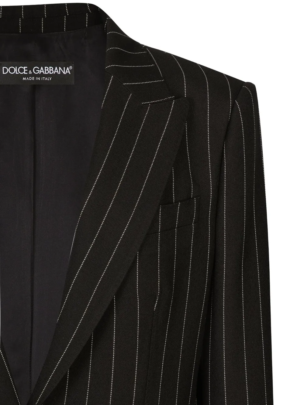 Классический пиджак в полоску с подплечниками DOLCE & GABBANA, черный — фото 3