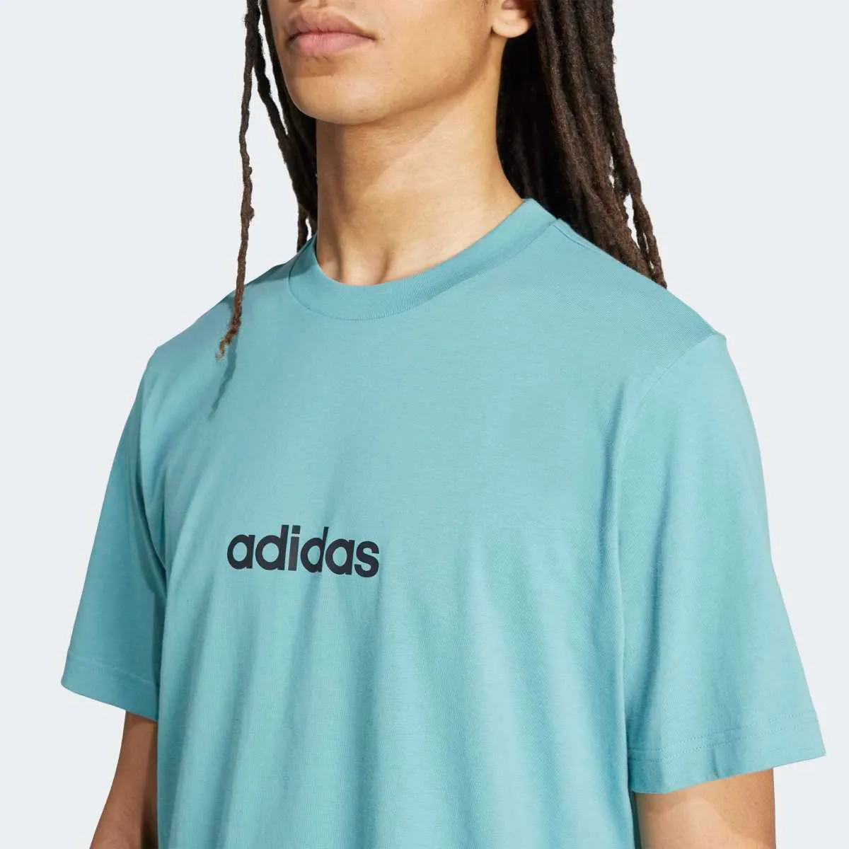 Мужская футболка Essentials Linear Single Jersey adidas, бирюзовый — фото 4