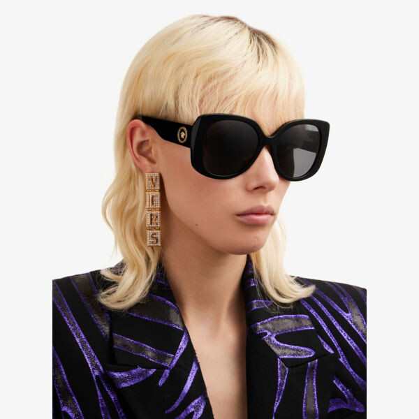 Солнцезащитные очки VE4387 в квадратной оправе из ацетата ацетата Versace, черный — фото 2