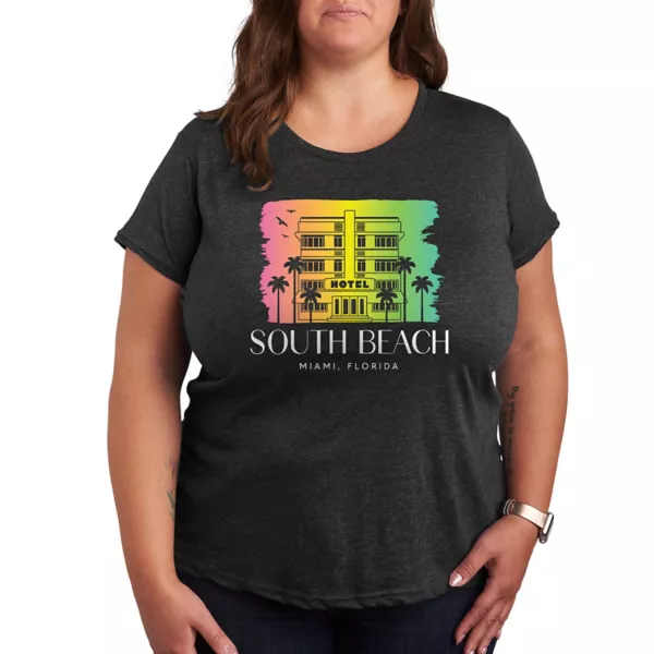 

Плюс футболка с рисунком South Beach Florida Unbranded, серый