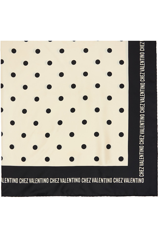 

Valentino Garavani Шелковый шарф цвета слоновой кости и черного цвета "Chez Valentino"