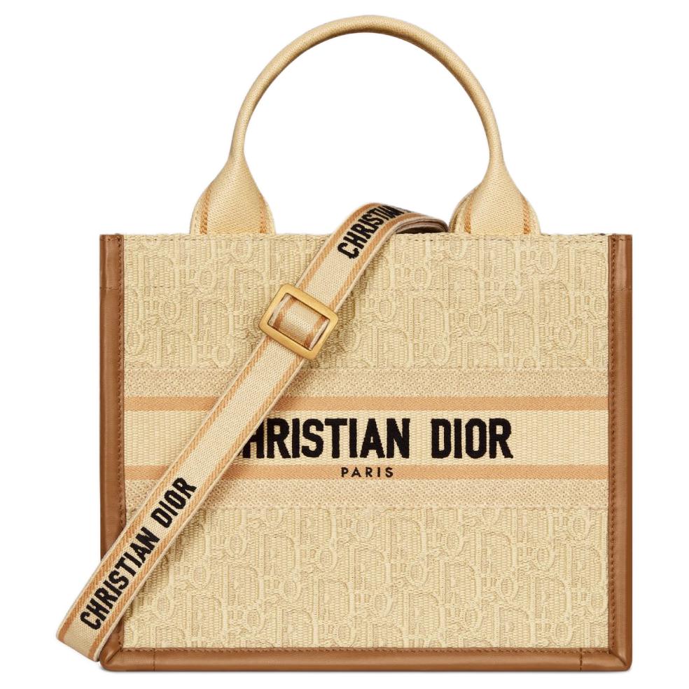 

DIOR Сумка BookTote из рафии с вышивкой, через плечо, женская сумка-труба, бежевая
