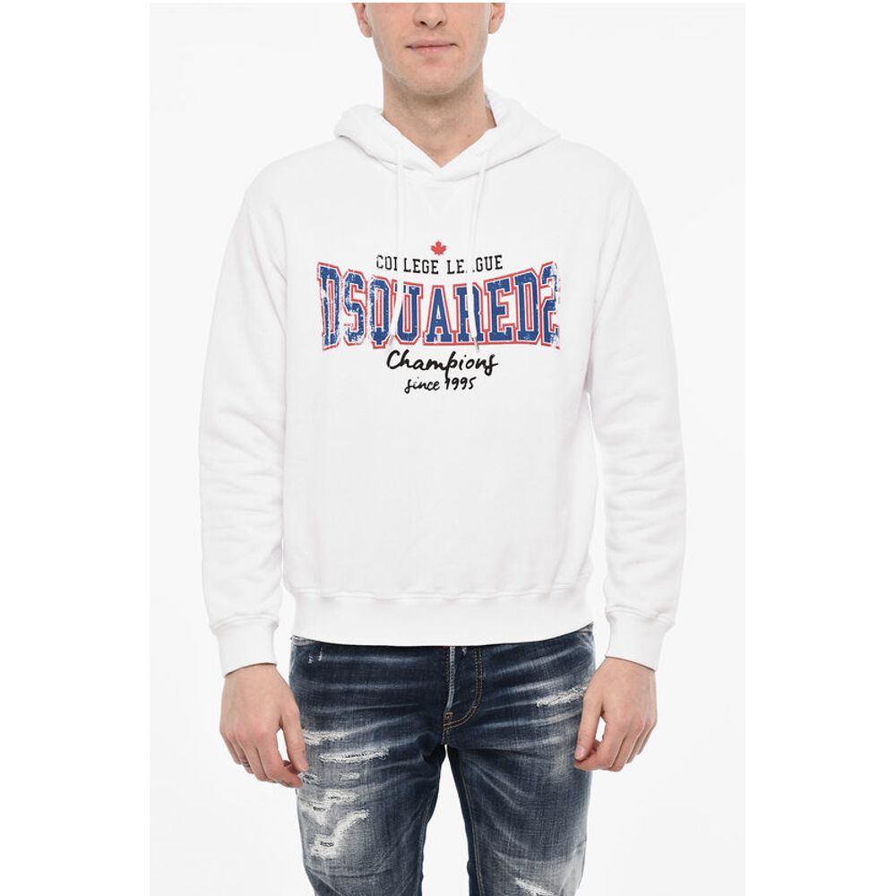

Хлопковая толстовка с капюшоном и крупным логотипом Dsquared2, White