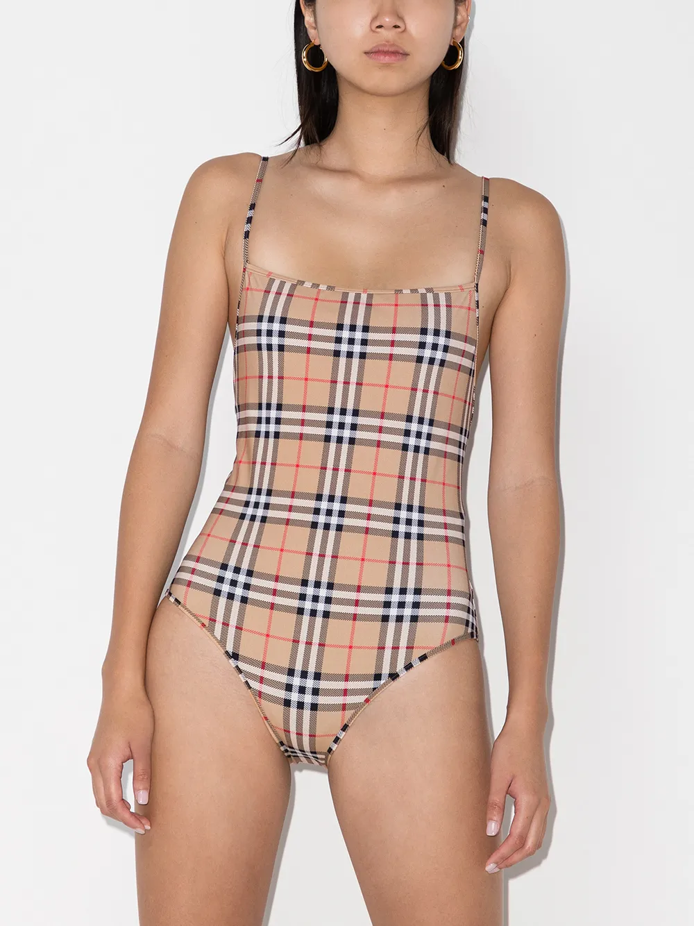 Купальник Burberry Vintage Check, женский, клетка, нейтральный — фото 2