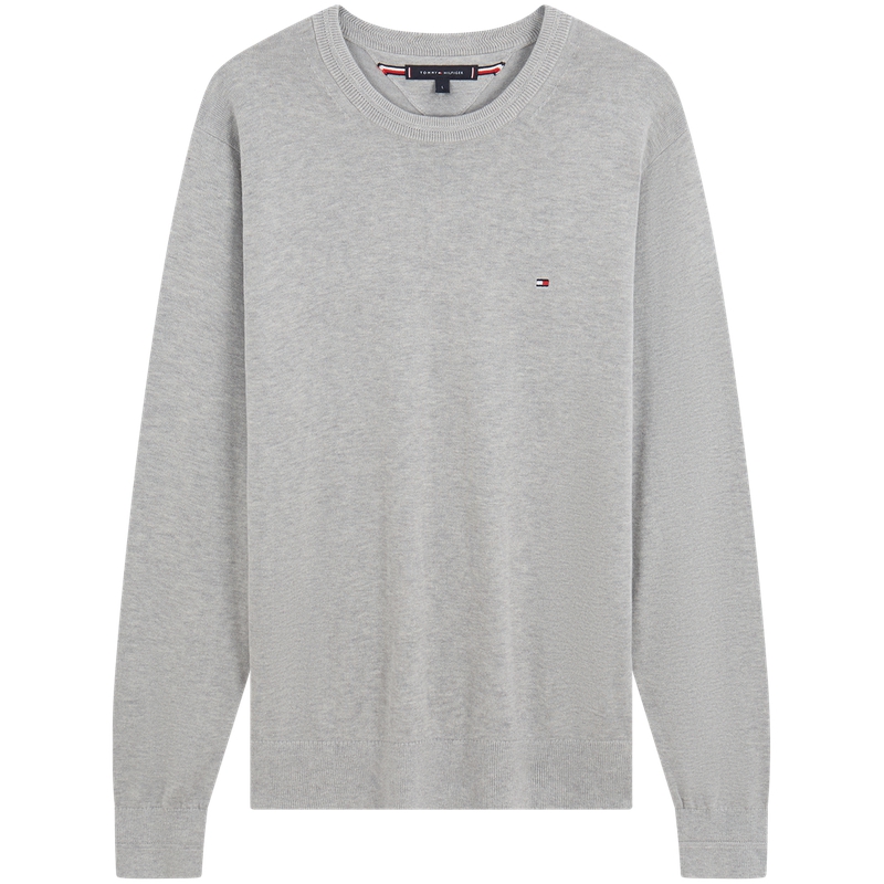 

Свитер с вышитым логотипом и круглым вырезом Tommy Hilfiger, серый