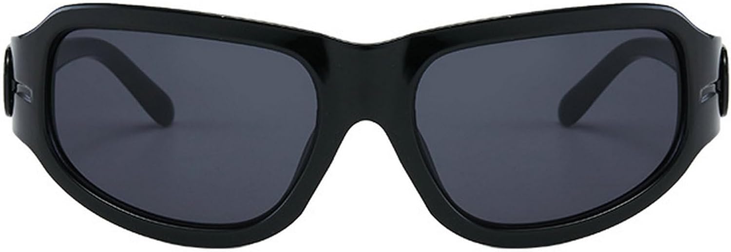 

Солнцезащитные очки-щитки прямоугольной формы для женщин в стиле ретро 90-х и Y2k для мужчин, спортивные солнцезащитные очки Warp Around для мужчин с защитой UV400 mincl, Black