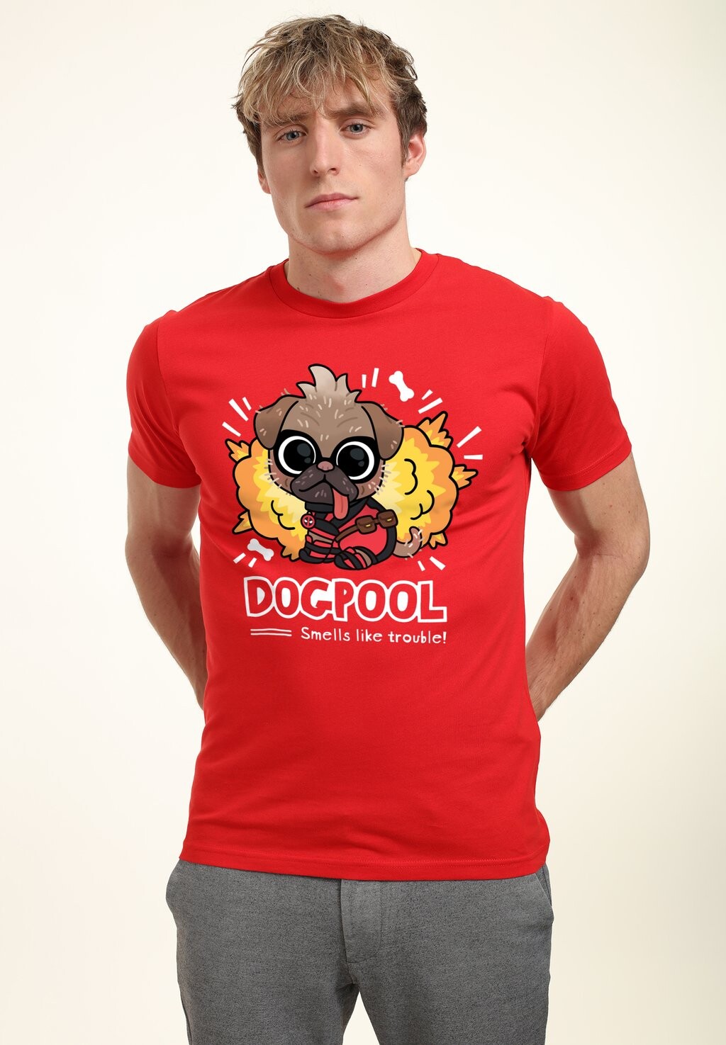 

Футболка с принтом DEADPOOL WOLVERINE CUTE DOGPOOL Marvel, красный